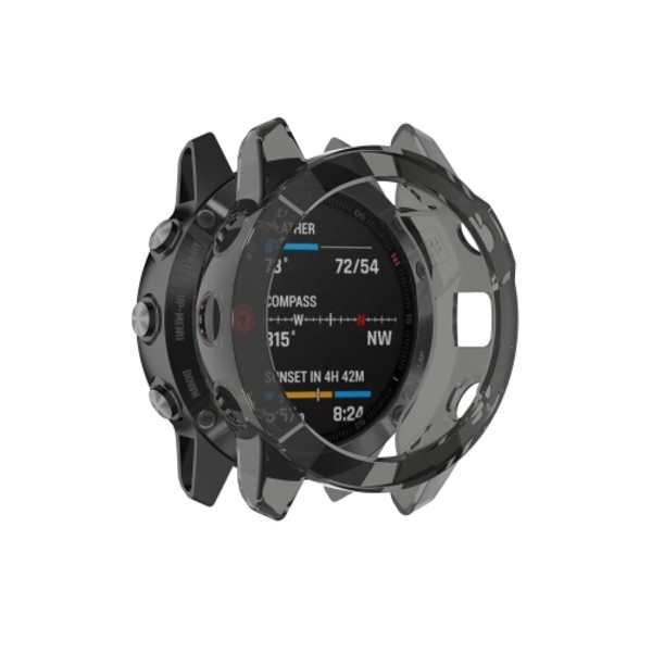 Lämplig för Garmin Fenix ​​6S / 6S Pro transparent TPU Silica Gel Watch Case Transparent black