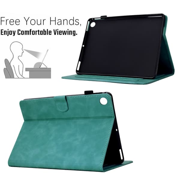 Samsung Galaxy Tab A9+ / A11+ Kattpräglat Läderfodral Ljusblå