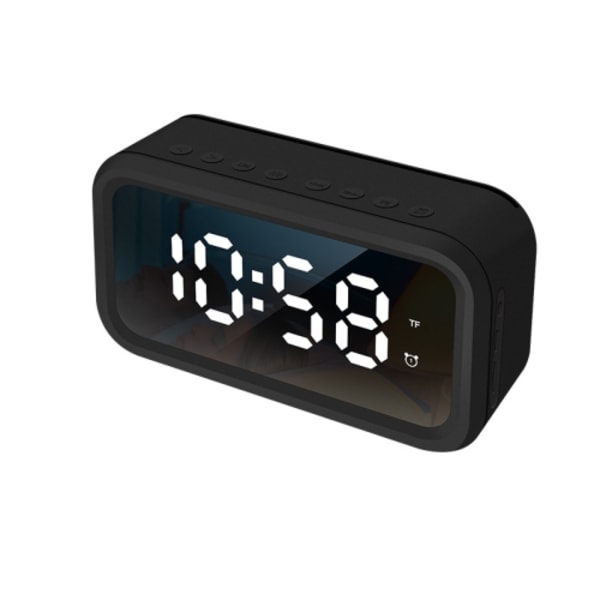 FY101 Laddningsbar Bluetooth-högtalare Radiolarm Spegel Elektronisk klocka (Svart)