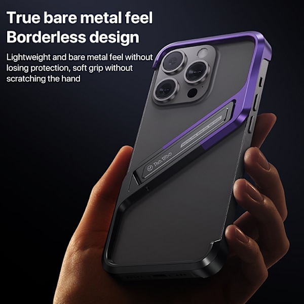 iPhone 16 Pro S-formad Ställramlös Metallskal Grå