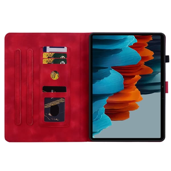 Samsung Galaxy Tab S7/S8 Lily Prägad Läderfodral Röd