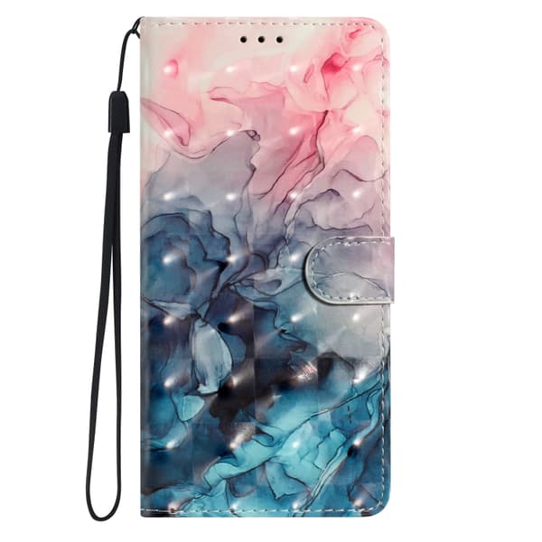iPhone 16 Pro Max 3D Mönster Läder Skal - Elegant och Skyddande Mobilskydd 3D Rosa Blå Marmor