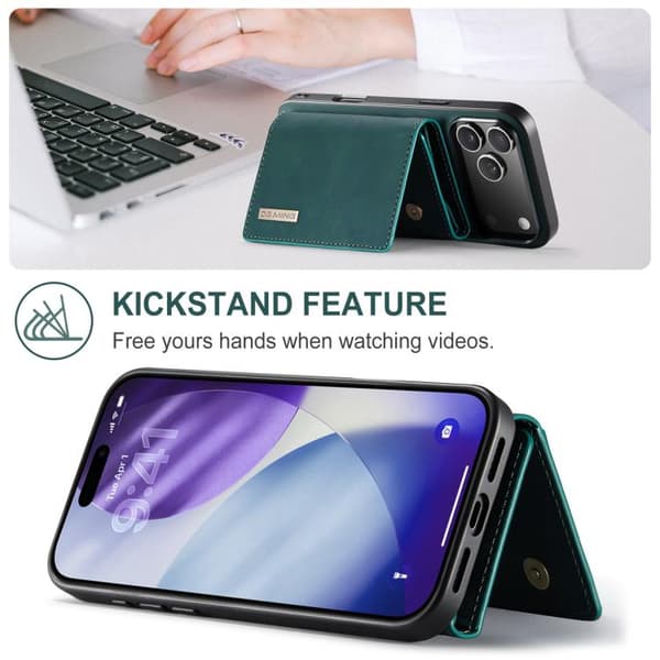 iPhone 18 Pro Max / iPhone 17 Pro Max Skal läderfodral DG.MING M1 Series 3-Fold Multi Card Wallet Grön