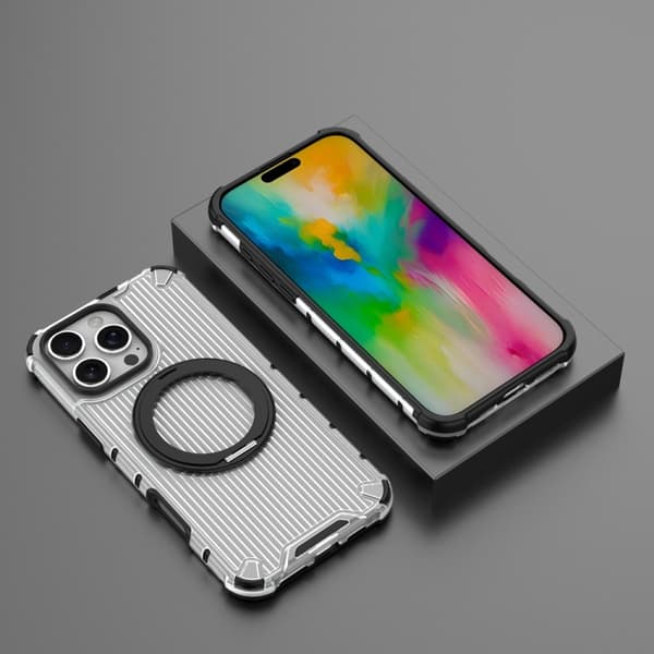 iPhone 16 Pro Max 360 Grader Rotationshållare Stötsäker Skal Transparent