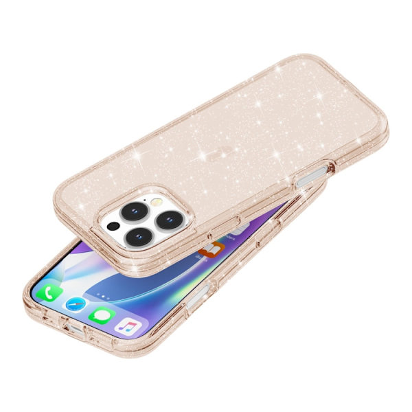 iPhone 16 Pro Max Shockproof Terminator Glittrande Pulver Skal Guld