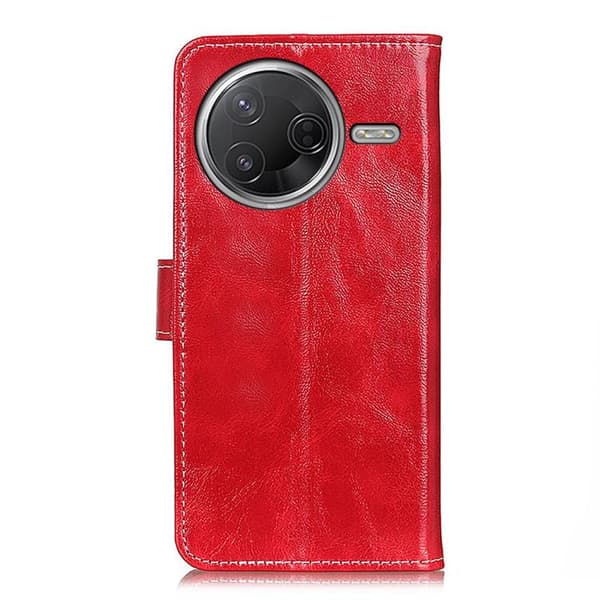 Redmi K80 / K80 Pro - Retro Crazy Horse Textur Läderfodral Röd