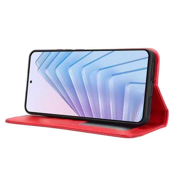 Redmi Note 14 4G - Magnetisk Spänne Retro Textur Läder fodral EU-version Röd