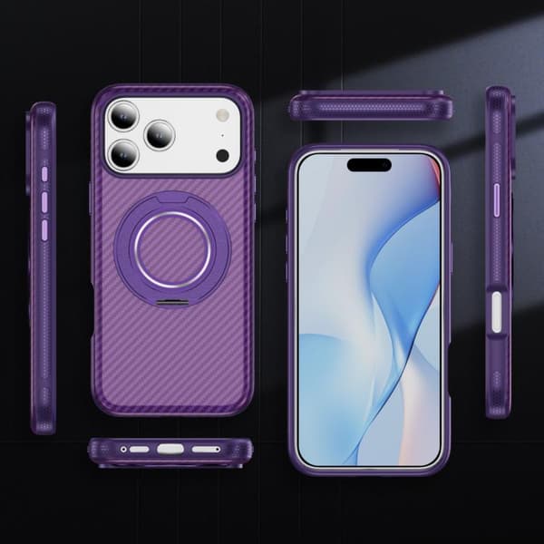 iPhone 18 Pro / iPhone 17 Pro Skal - Kolfiber med MagSafe C-Typ Ljust lila + lila