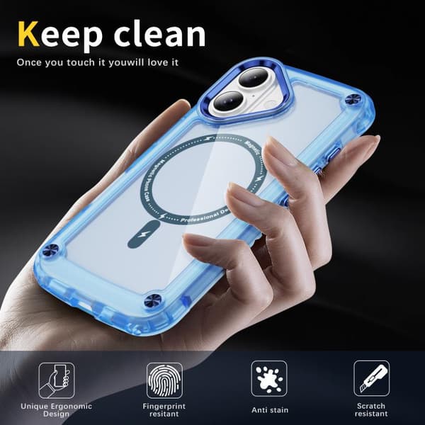 iPhone 17 Skal - TPU + PC med MagSafe Magnetisk Design Transparent blå