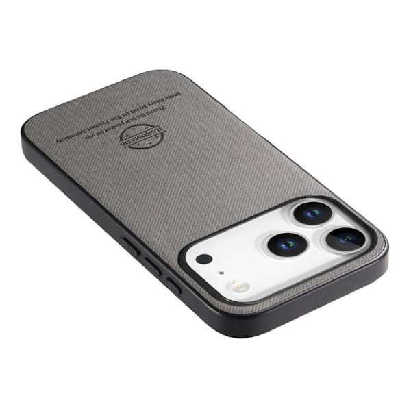 iPhone 17 Pro Max Twill Fabric Läder Skal Grå