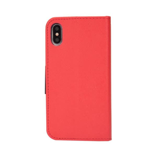iPhone 18 Pro Max / iPhone 17 Pro Max Skal läderfodral - Mercury Kontrastfärg och Splicing Röd