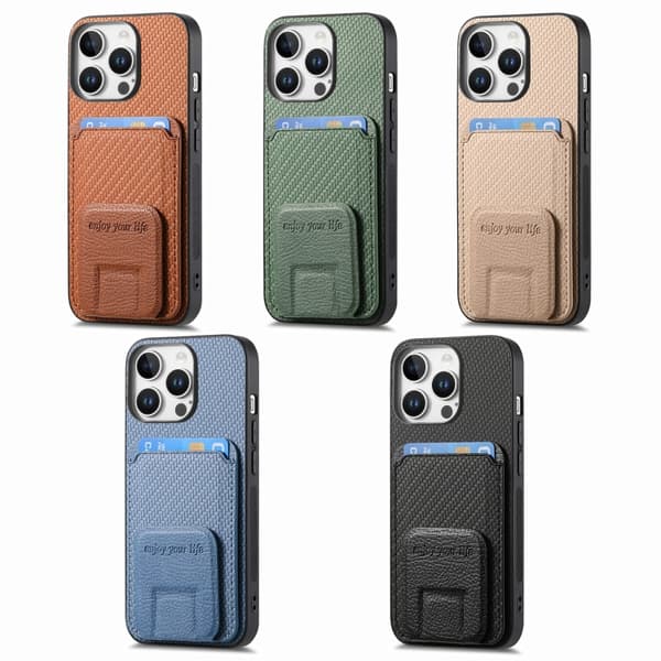 iPhone 17 Air Skal - Kolfiber med Fällbart Ställ Blå