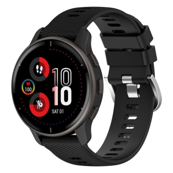 För Garmin Venu 2Plus 20mm Cross Textured Silicone Watch Band Black