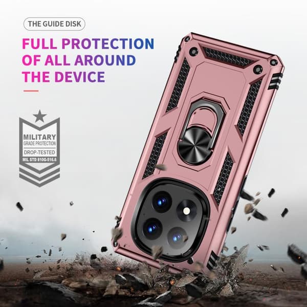 Redmi Note 14 Pro 5G - Stöttålig TPU + PC Mobilskal med Ställning Roséguld