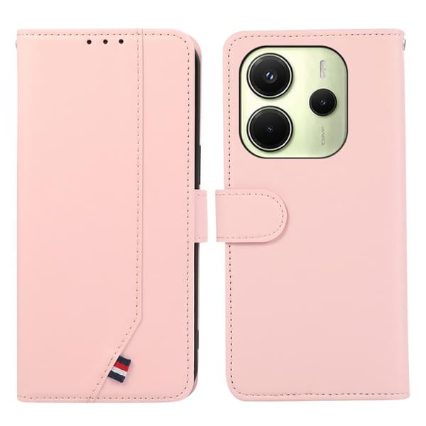 Redmi Note 14 4G - ABEEL Delikat Textur Splicing RFID Läderfodral Rosa