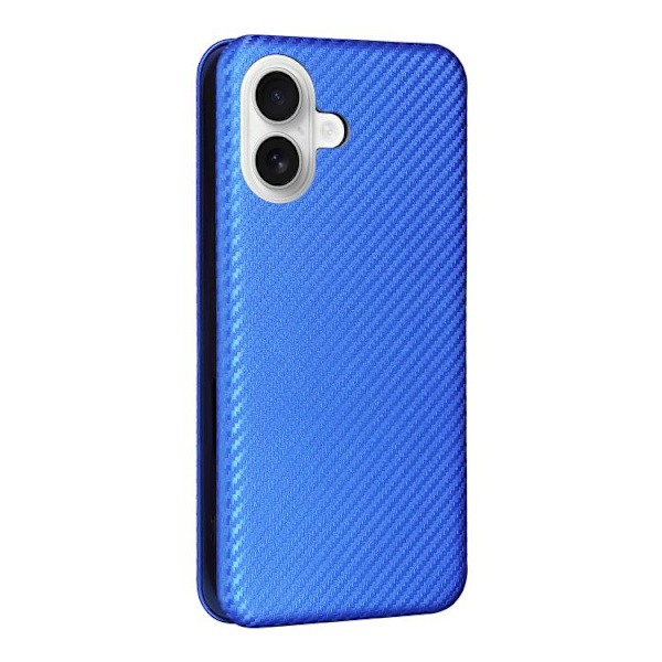 iPhone 17 Skal läderfodral - kolfibertextur Blå