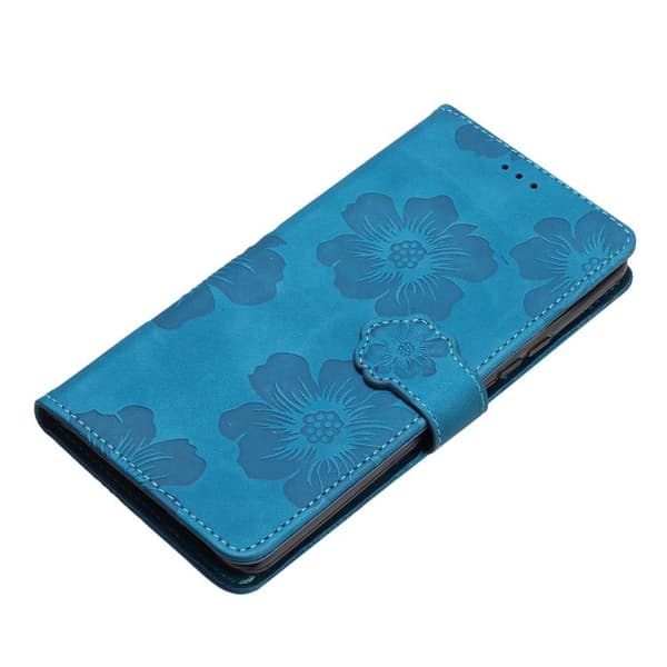 Redmi Note 14 Pro 4G - Blommig Pr präglad Läderfodral Blå