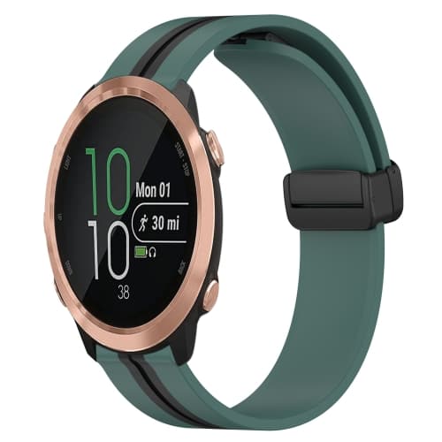 För Garmin Forerunner 645 Music 20 mm vikbart magnetlås silikon watch Olive Green - Black