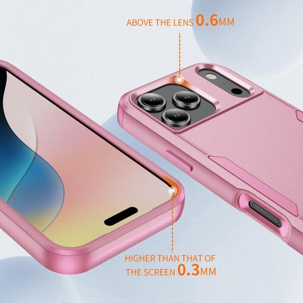 iPhone 17 Pro Skal - Stötabsorberande TPU + PC Rosa