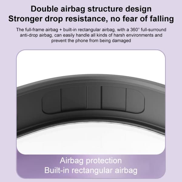 iPhone 17 Pro Skal med Airbag MagSafe Stötsäker Frostad och Fällbart Ställ Silver