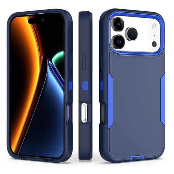iPhone 18 Pro Max / iPhone 17 Pro Max 2 - 1 PC Hybrid TPU Skal Kungsblå + Mörkblå