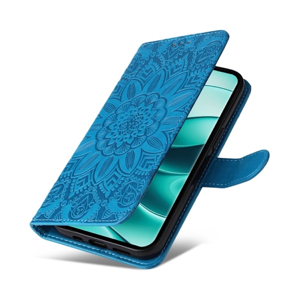 Redmi Note 14 Pro 5G / Note 14 Pro+ 5G - Prägad Solros Läderfodral Blå