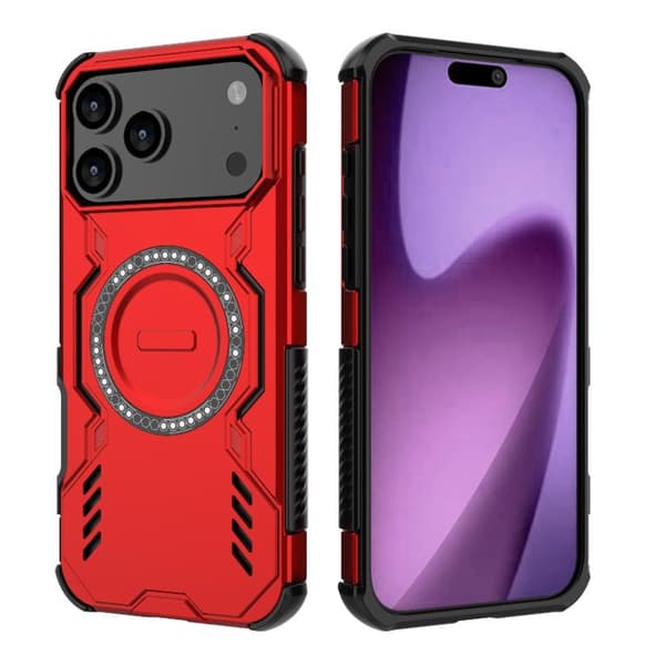 iPhone 18 Pro Max / iPhone 17 Pro Max Skal med Butterfly Armor MagSafe Magnetring och Stötskydd Röd