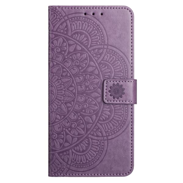 Redmi Note 14 Pro+ 5G - Blommig Prägad Läderfodral Purpur
