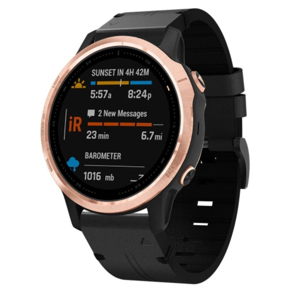 För Garmin Fenix ​​6S 20mm läder stålspänne watch Black