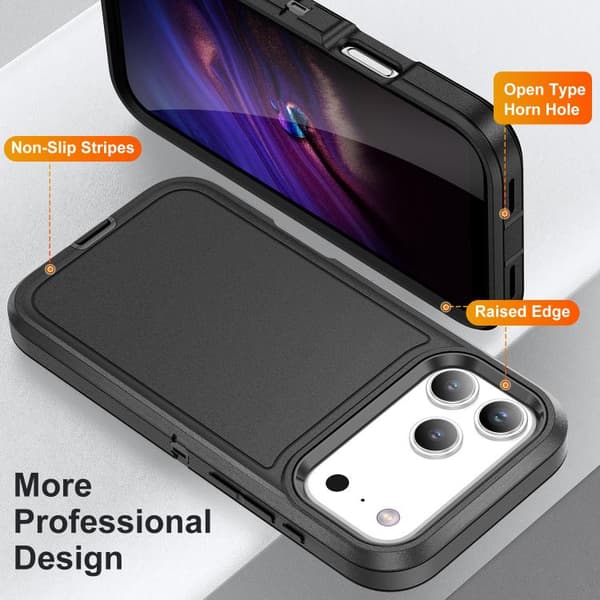 iPhone 18 Pro / iPhone 17 Pro Livsvattentålig Robust Skal Svart