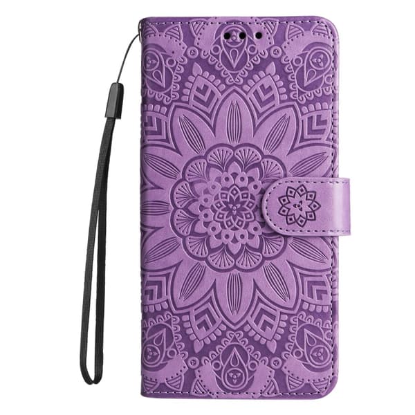 Redmi Note 14 Pro 5G / Note 14 Pro+ 5G - Prägad Solros Läderfodral Purpur