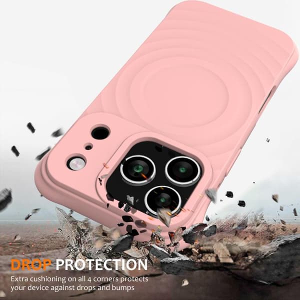 iPhone 18 Pro / iPhone 17 Pro Skal - Vågtextur med MagSafe - Flytande Silikon Rosa