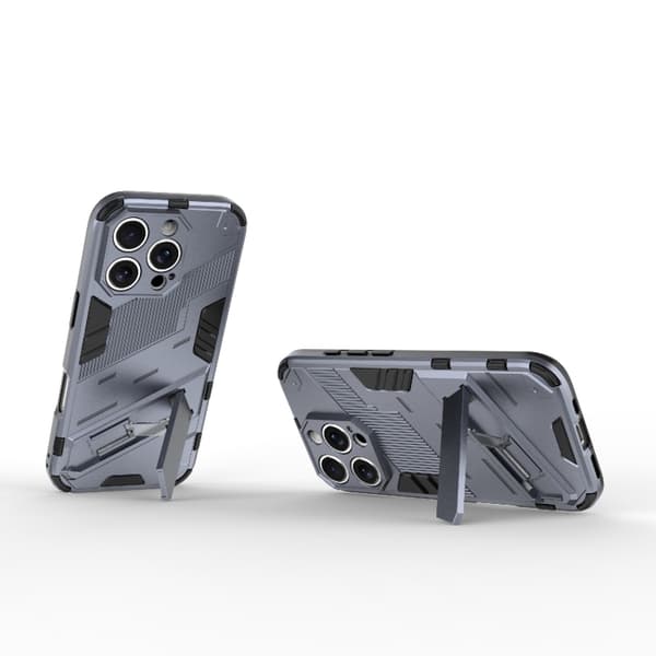 iPhone 16 Pro Punk Armor 2 1 PC + TPU Skal med Hållare Grå