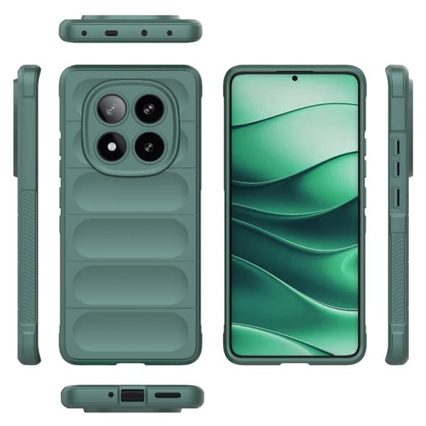 Redmi Note 14 Pro 5G - Magic Shield TPU + Flanell fodral Mörkgrön