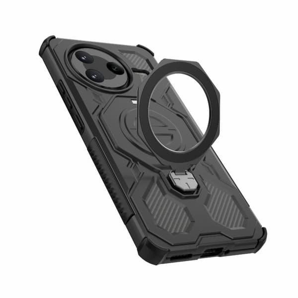 Redmi K80 J-20 - Solid Färgad MagSafe Magnetisk TPU+PC Mobilskal Svart