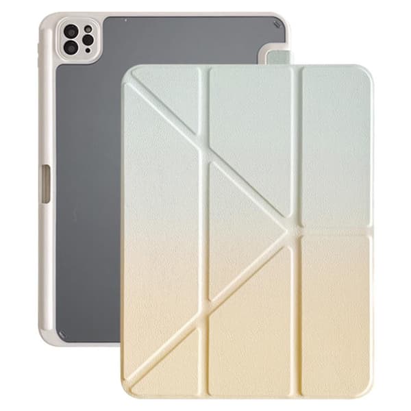 iPad Pro 11 2024 Skal i Regnbågsgradient Y-Fold Läderfodral Gradient gul