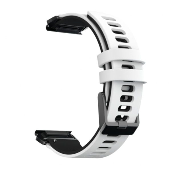 För Garmin Fenix ​​7 Tvåfärgad silikon watch med snabbkoppling White Black