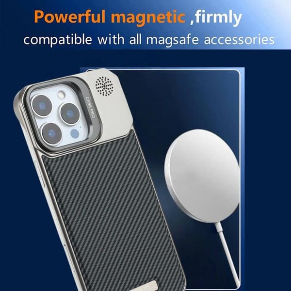 iPhone 16 Pro Max Frameless Kolfiber Skal med PC MagSafe Titangrå