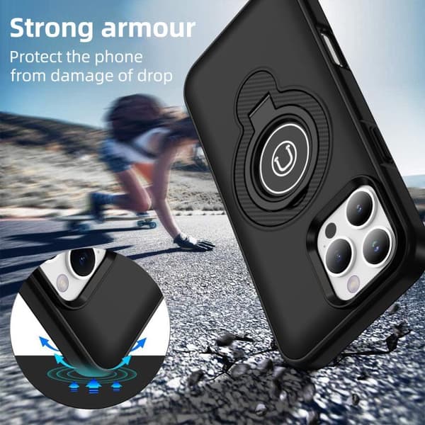 iPhone 16 Pro Max Ring Holder Magnetisk Skal Svart