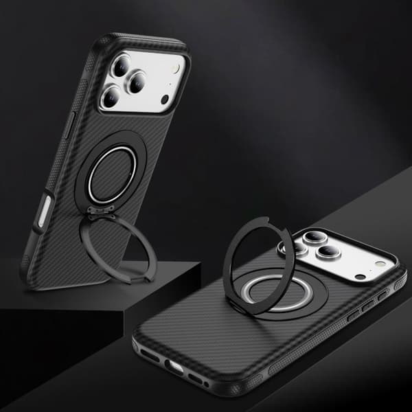 iPhone 18 Pro / iPhone 17 Pro Skal - Kolfiber med MagSafe C-Typ Svart