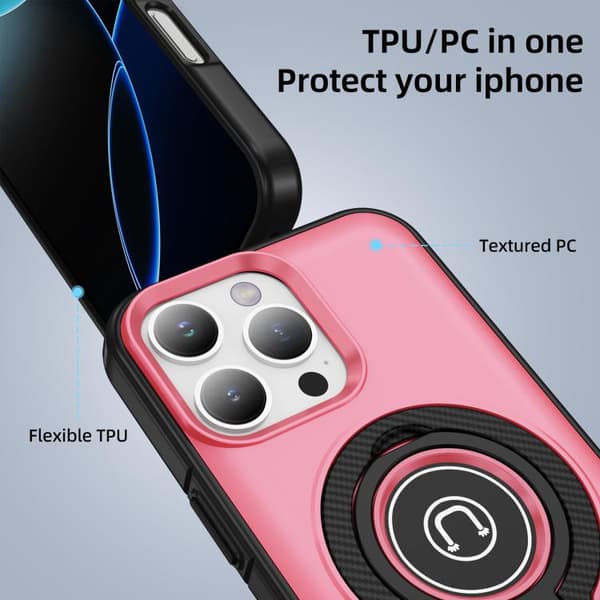iPhone 16 Pro Ring Holder Magnetisk Skal Klarrosa
