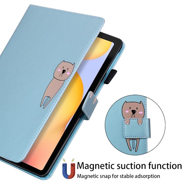 Samsung Galaxy Tab S6 Lite Cartoon Läderfodral Blå