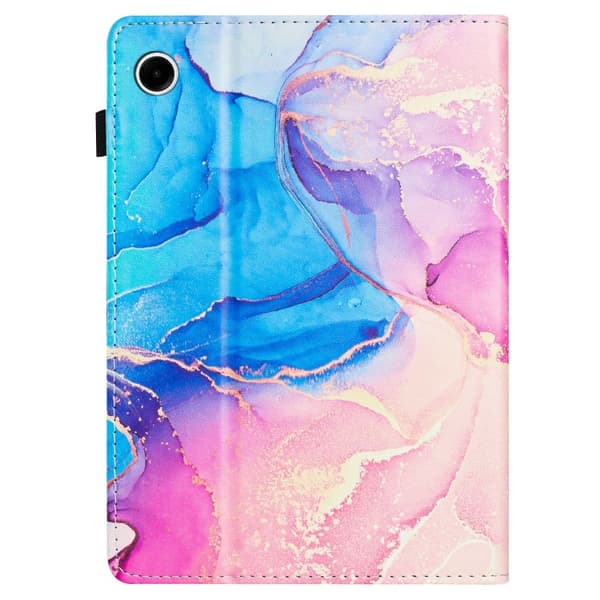 Samsung Galaxy Tab A9+ / A11+ Marble Litchi Läderfodral Rosa Blå