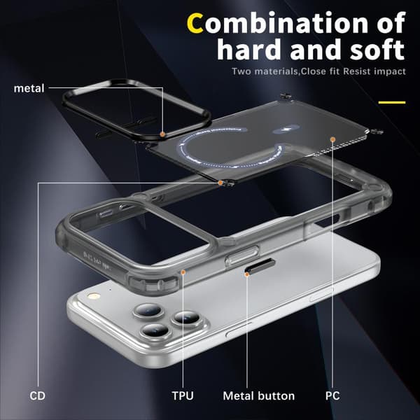 iPhone 18 Pro Max / iPhone 17 Pro Max Skal - TPU + PC med MagSafe Magnetisk Transparent svart