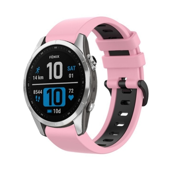 För Garmin Fenix ​​7s 22 mm silikon watch i två färger Pink-Black