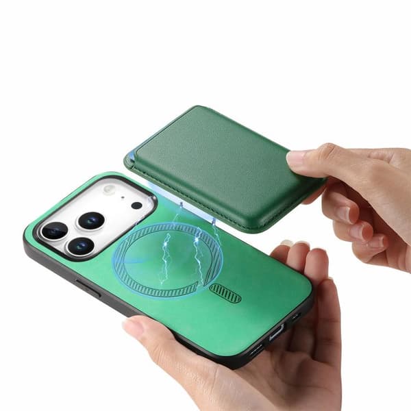 iPhone 18 Pro Max / iPhone 17 Pro Max Retro Magsafe Kortväska PU Bakskal Grön