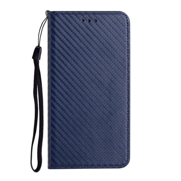 Redmi Note 14 5G - Magnetisk Flip Läderfodral med Kolfibertextur Blå