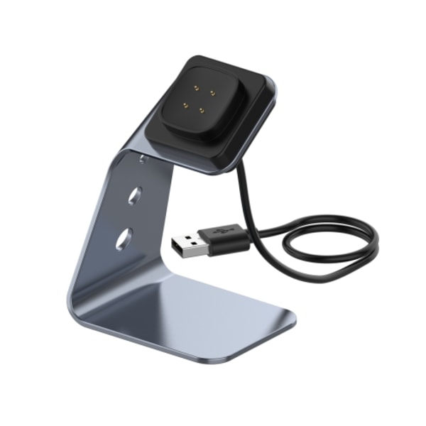 För Fitbit Versa 3 / Fitbit Sence laddare i aluminiumlegering med chipskydd, stöder snabbladdning Grey