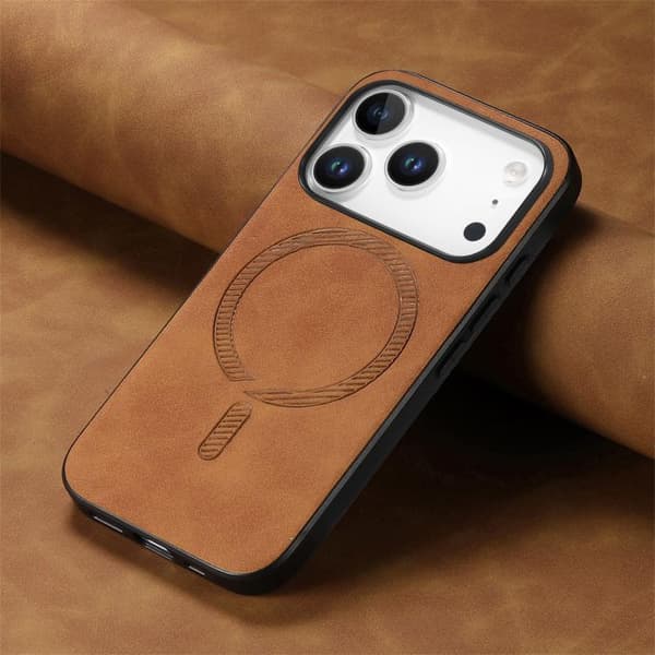 iPhone 18 Pro Max / iPhone 17 Pro Max Skal - Solid Color Retro Magsafe PU Brun