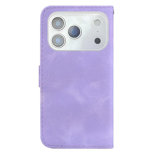 iPhone 18 Pro Max / iPhone 17 Pro Max Skal läderfodral med sju-formad präglad design Purpur